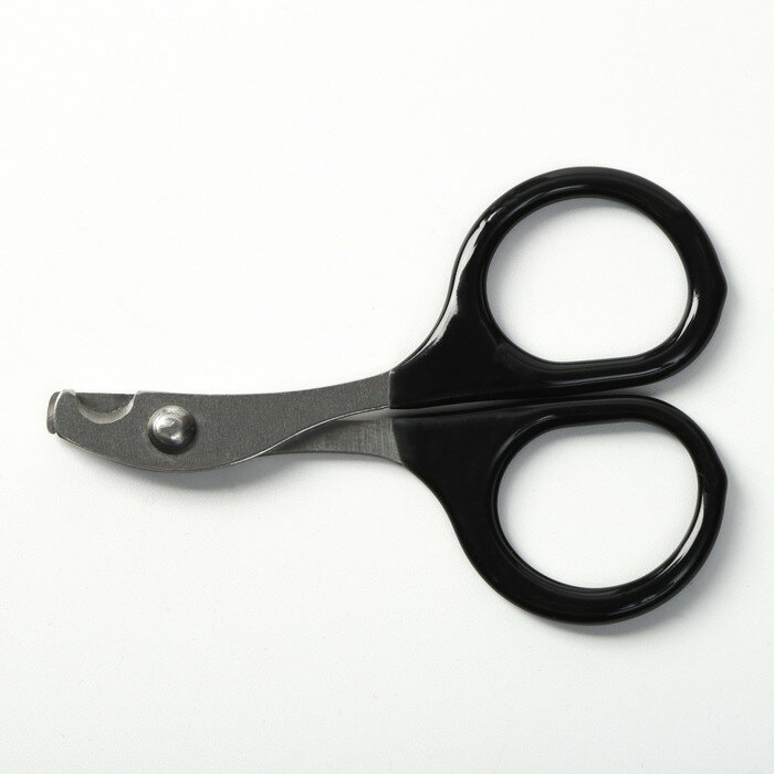 Ножницы-когтерезы с прорезиненными ручками, отверстие 6 мм, чёрные - фотография № 6