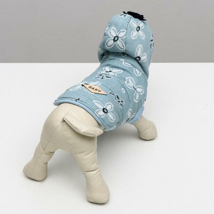 Куртка для собак с цветами, XL (ДС 35 см, ОШ 32 см, ОГ 49 см), голубая - фотография № 4