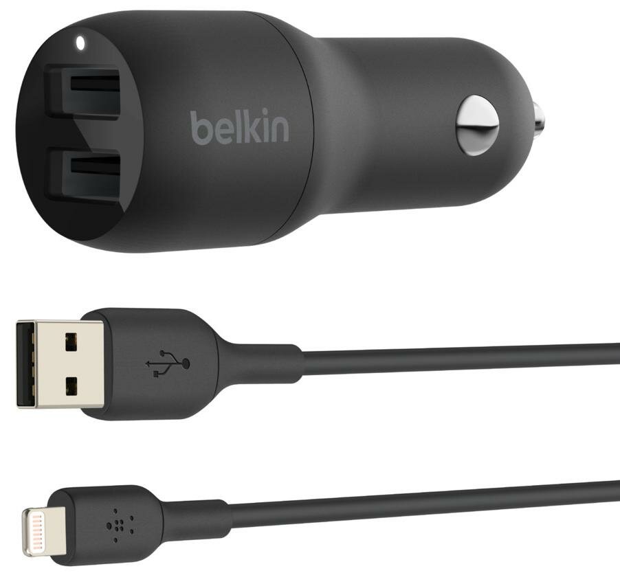 Автомобильное зарядное устройство Belkin Boost Charge Dual USB-A 24W CCD001bt1MBK (Black)