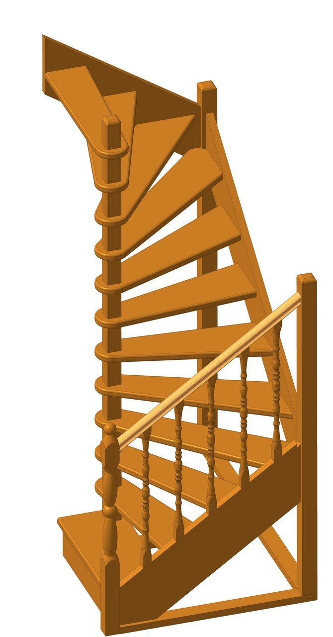 Деревянная межэтажная лестница ЛЕС-03 2340-2540 проем 1630-900 Сосна
