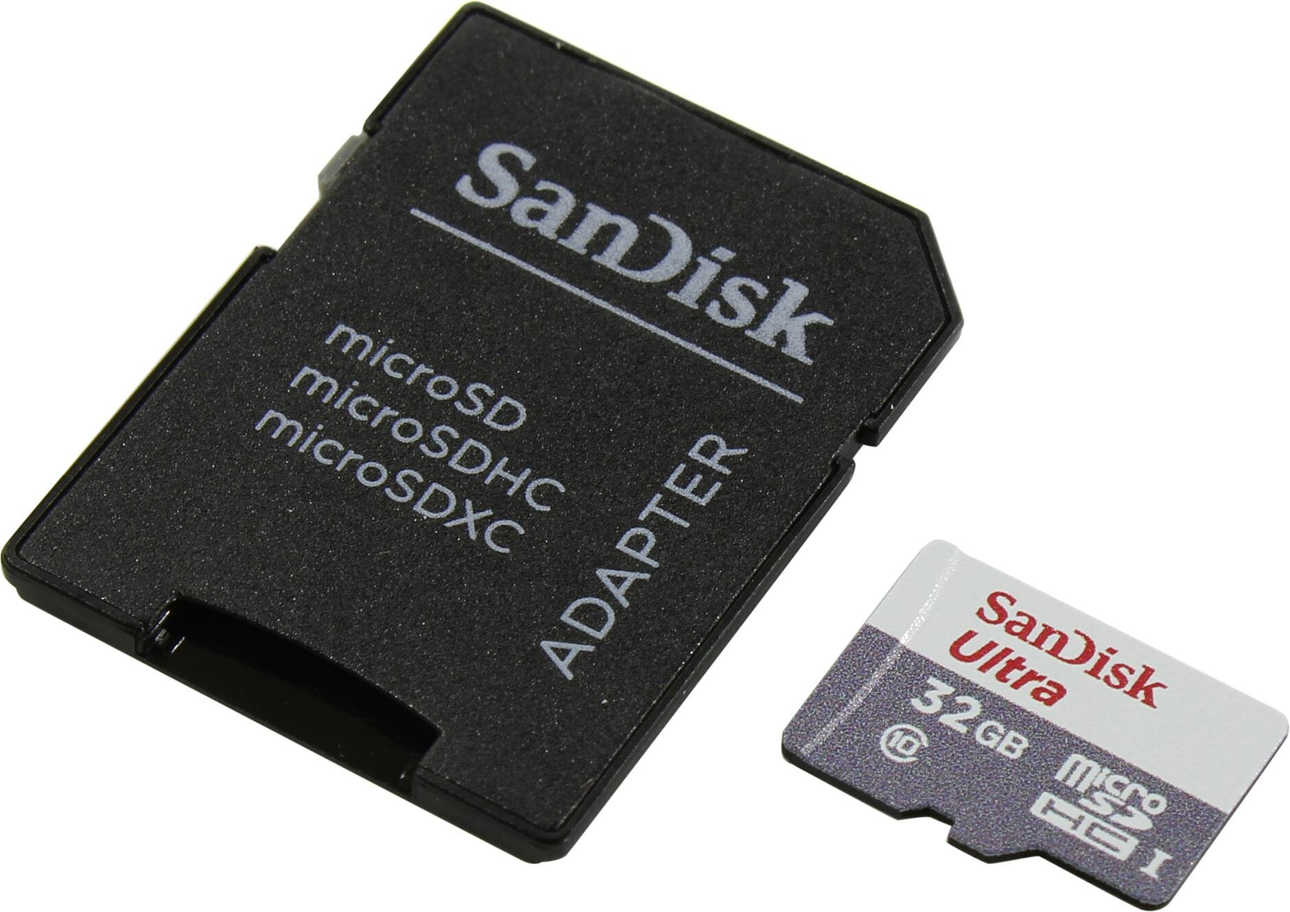 Карта памяти SanDisk Ultra microSDHC 32Gb Class 10 UHS-I U1 + SD Adapter (SDSQUNR-032G-GN3MA 486424)