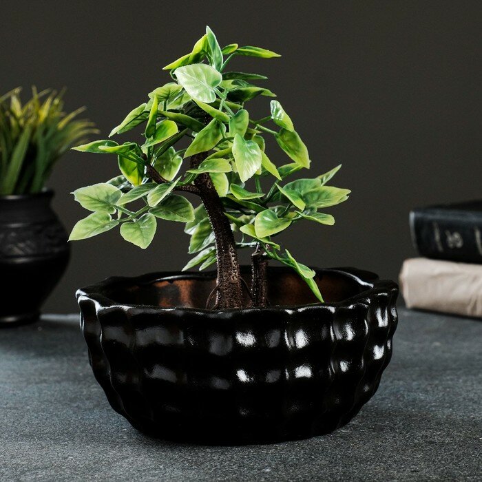 фото Фигурное кашпо "Соты" 0,8 л/ 16,5х16,5 cм черное