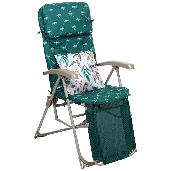 Кресло-шезлонг, матрас + подушка, цвет темно-зелёный - фотография № 1