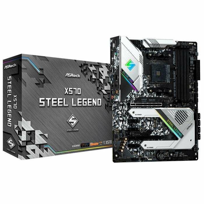 Материнская плата ASROCK X570 STEEL LEGEND, AM4, X570, 4*DDR4, HDMI+DP, 8xSATA3 6.0, M.2 Socket, RAID, 6xUSB 3.2, mATX; 90-MXBAR0-A0UAYZ