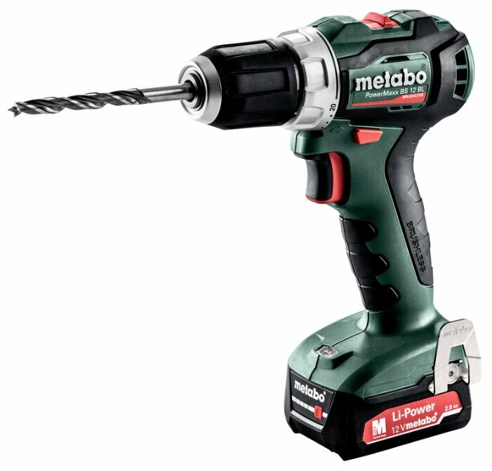 Аккумуляторная дрель-шуруповерт Metabo PowerMaxx BS 12 BL 2.0Ач x2 кейс 45 Н·м