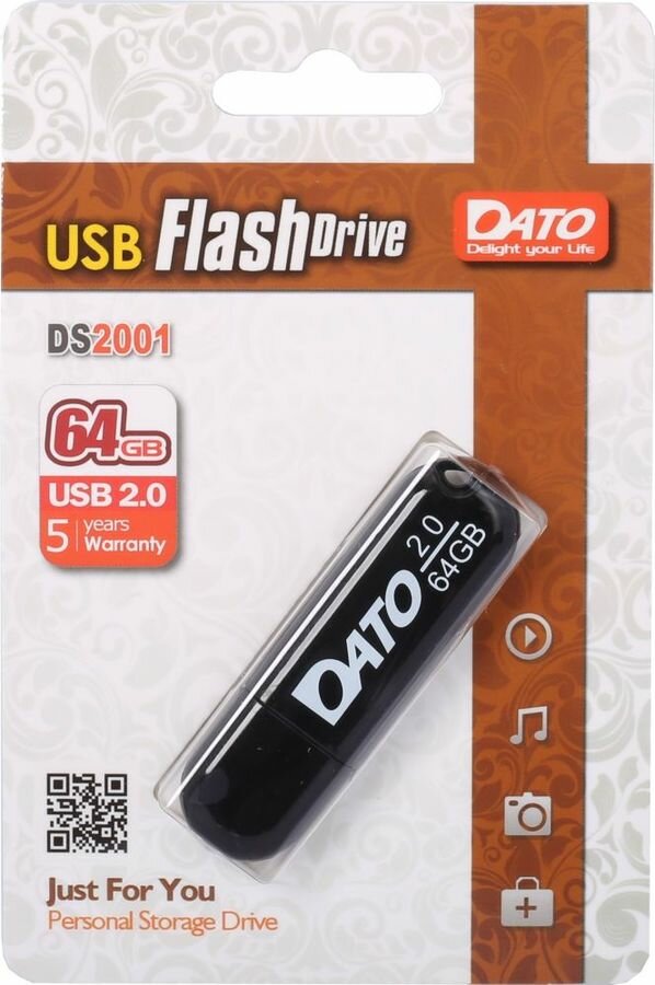 Флеш Диск Dato 64Gb DS2001 DS2001-64G USB2.0 черный