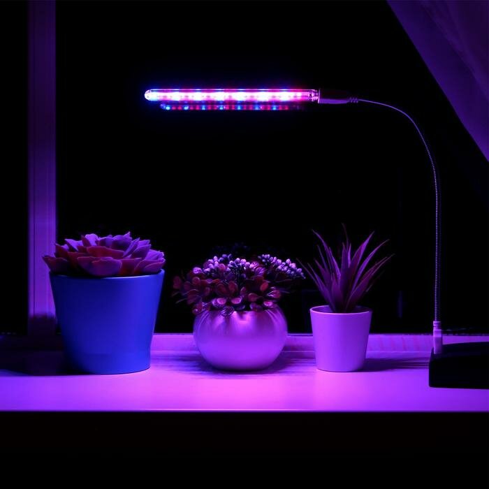 Фитосветильник светодиодный, 3 Вт, от USB, на гибкой ножке, - фотография № 1