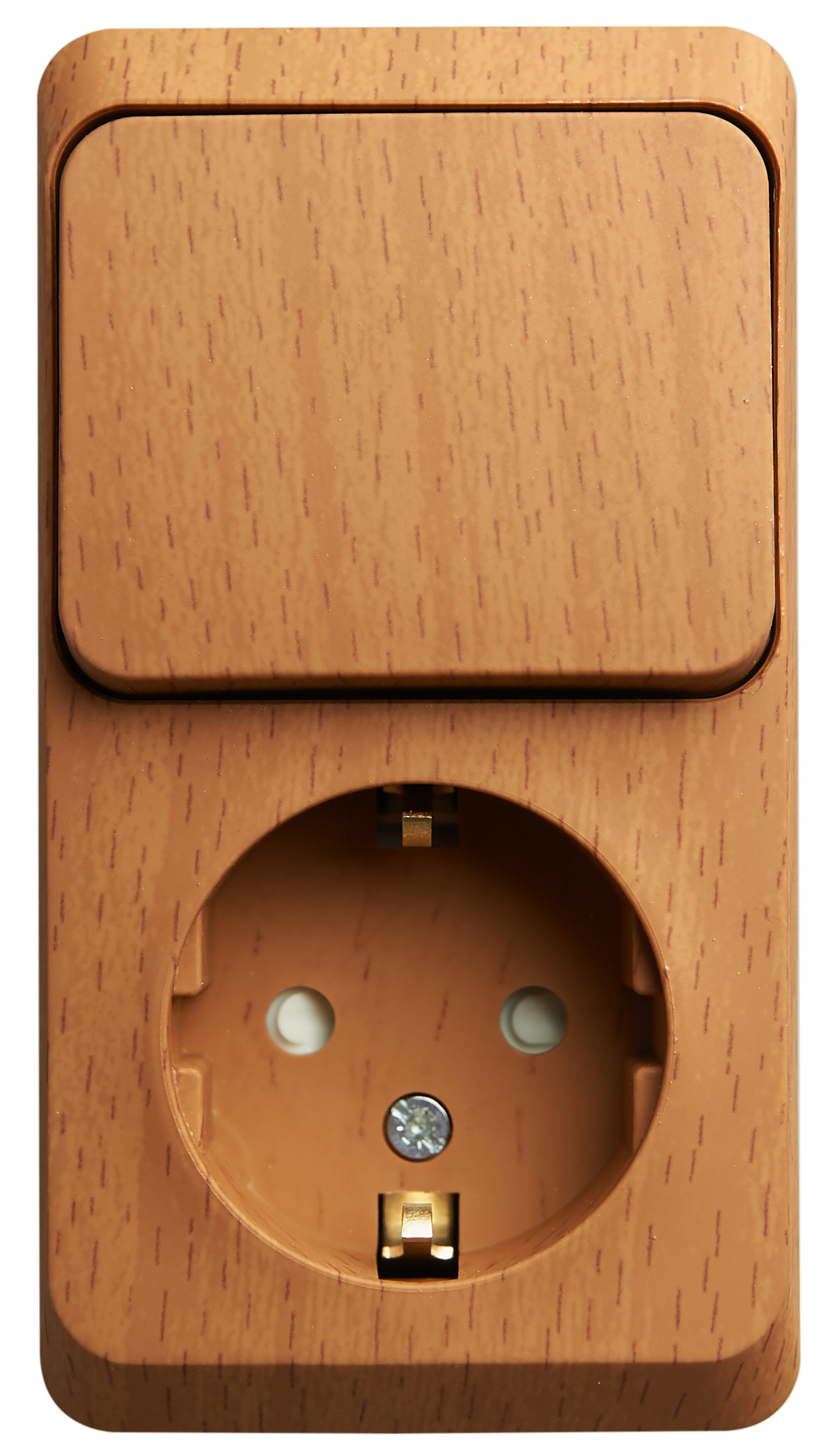 Блок 2 вертикальный Выключатель 1 кл + Розетка с/з со шторками Этюд бук накладной монтаж (Schneider Electric), арт. BPA16-201T