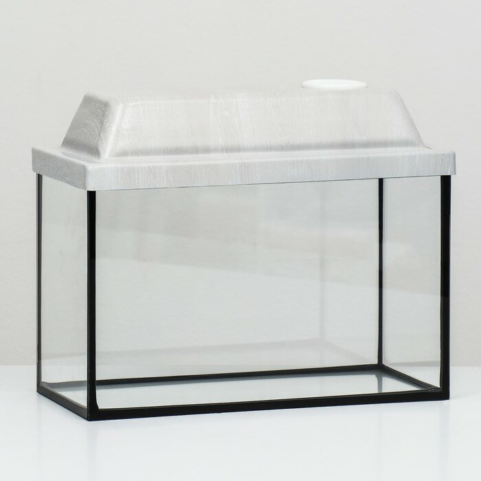 Пижон Аквариум прямоугольный с крышкой, 10 литров, 32 x 15 x 21/26 см, беленый ДУБ - фотография № 1