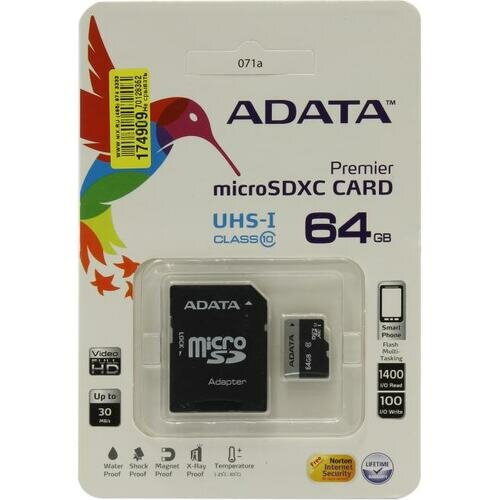 SD карта Adata Premier AUSDX64GUICL10-RA1