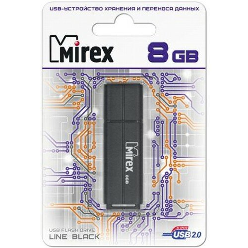 Флешка Mirex Line Black 8 Гб usb 2.0 Flash Drive - чёрный