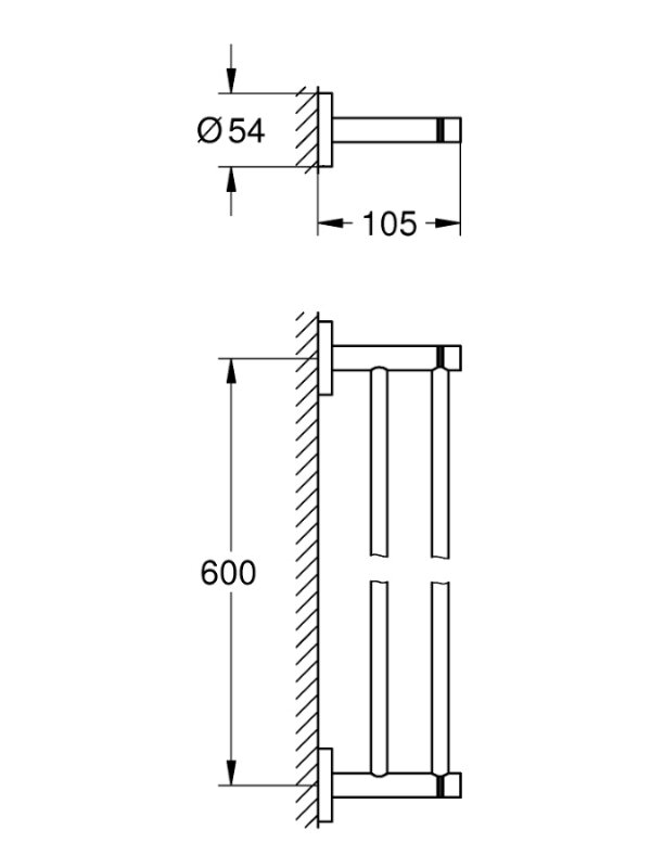 Держатель для полотенец Grohe Essentials двойной, 60см, хром 40802001 - фотография № 2