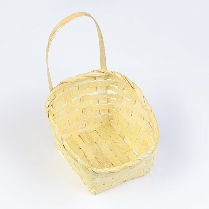 Корзина плетеная, d-14х13 h-6,5х11х20 см, желтый, бамбук - фотография № 3