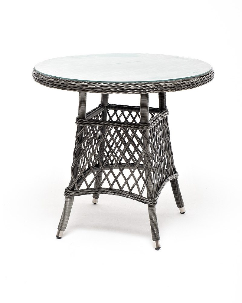 Эспрессо плетеный круглый стол, диаметр 80 см, графит - фотография № 8