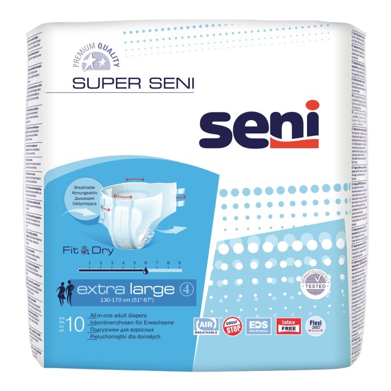 Seni Super Extra Large подгузники для взрослых (130-170 см), 10 шт