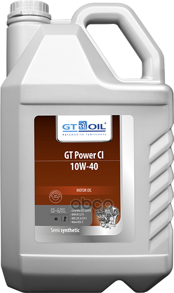 GT OIL Масло Моторное Gt Power Ci, Sae 10w40, Api Ci-4/Sl, 6 Л