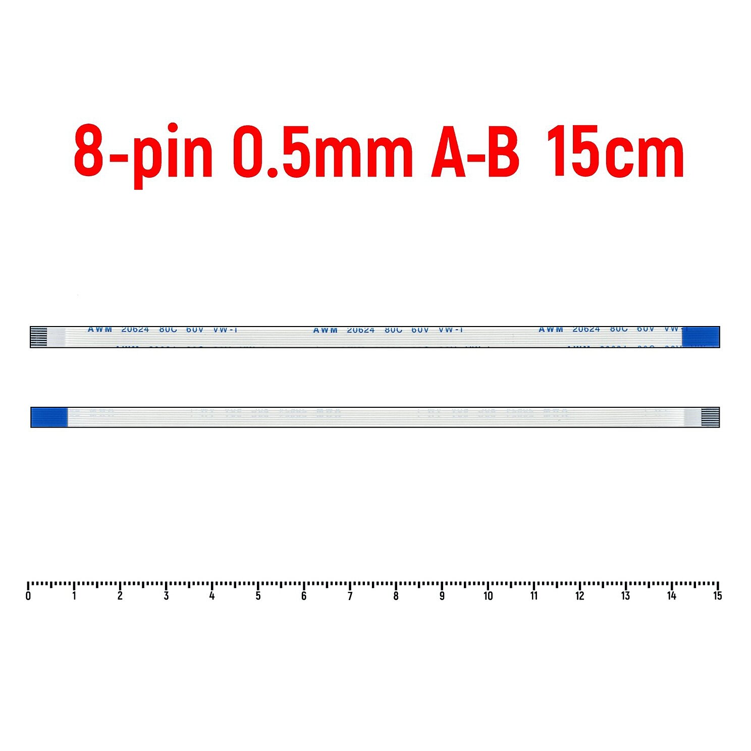 Шлейф FFC 8-pin Шаг 0.5mm Длина 15cm Обратный A-B