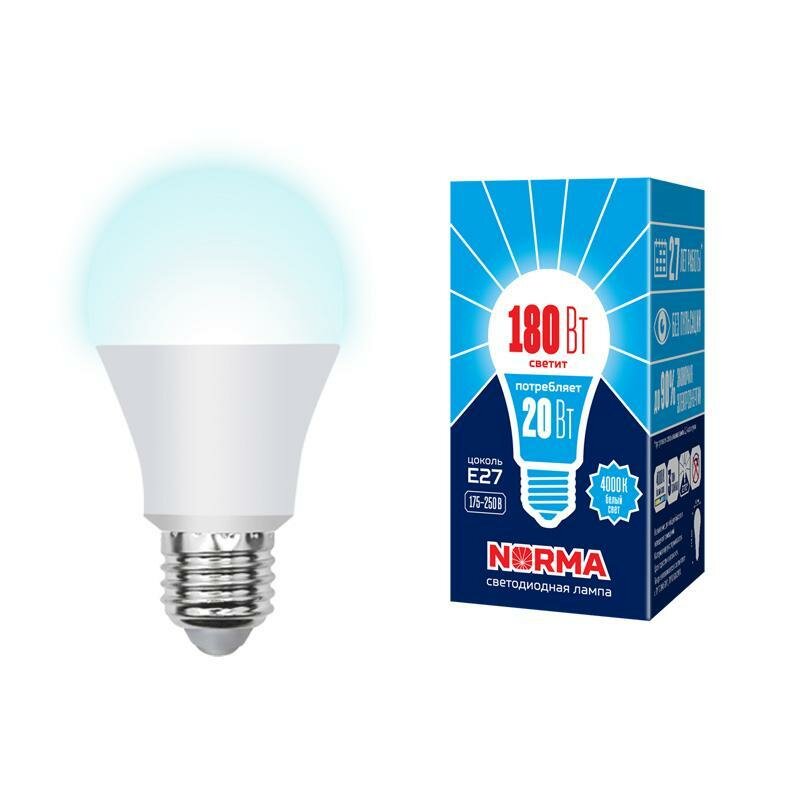 Volpe Лампа светодиодная (UL-00004029) E27 20W 4000K матовая LED-A65-20W/NW/E27/FR/NR