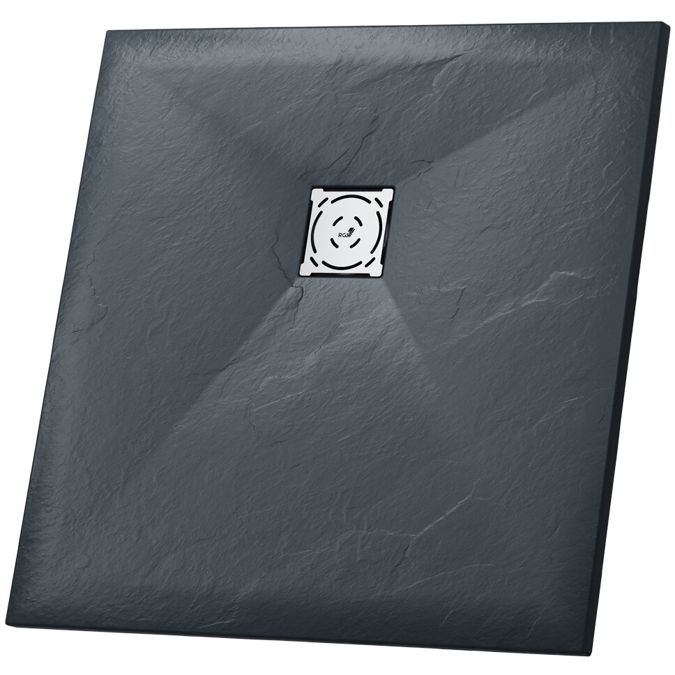 Душевой поддон RGW 100х100х3 см ST-0100G Графит, Квадрат Ø90 Каменный (16152100-02)