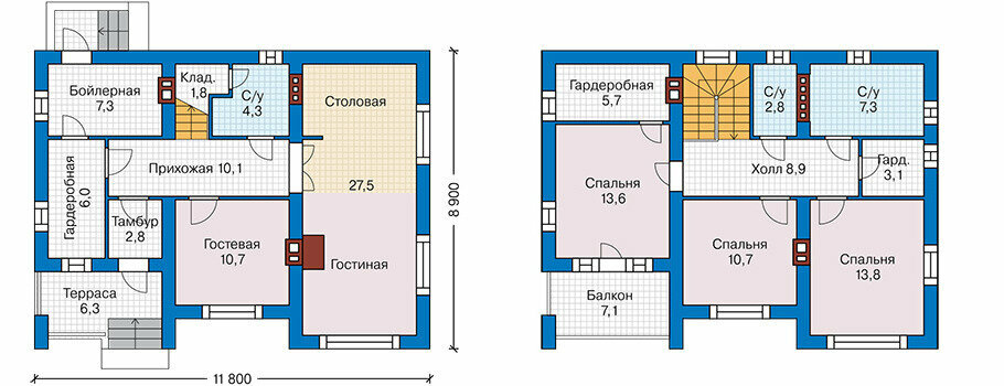 Проект дома Plans-69-49 (136 кв.м, газобетон/кирпич) - фотография № 2