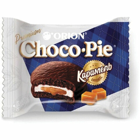 Печенье ORION "Choco Pie Dark Caramel" темный шоколад, комплект 5 шт., карамельное, 360 г (12 штук х 30 г), О0000013514 - фотография № 2