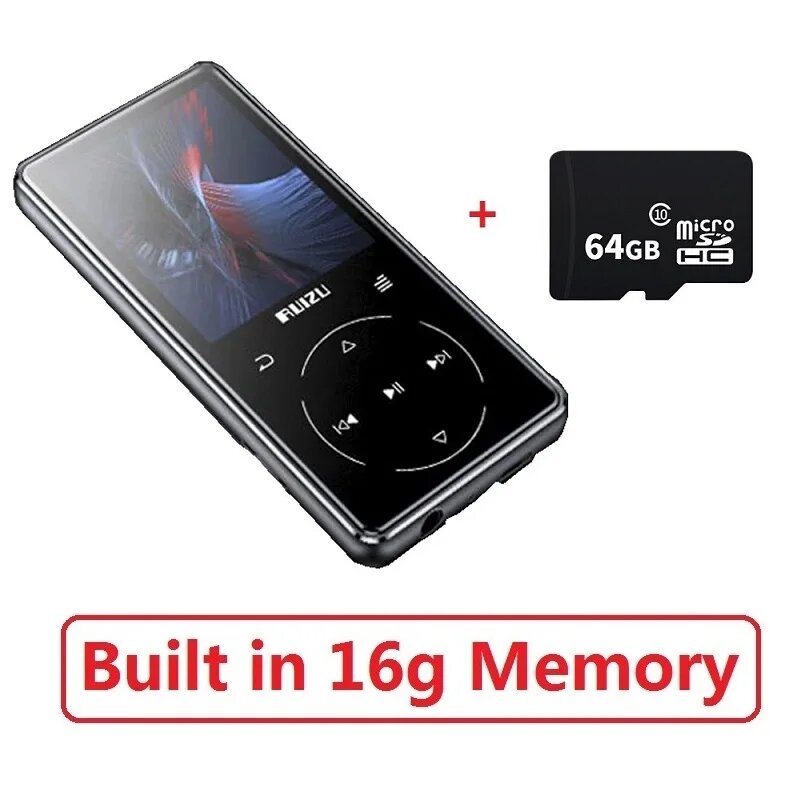 Оригинальный MP4-плеер RUIZU D16, 8 ГБ/16 ГБ, экран 2,4 дюйма, Bluetooth, FM-радио, диктофон, электронная книга, видео, Портативный аудиоплеер