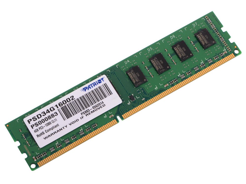 Оперативная память для компьютера Patriot PSD34G16002 DIMM 4Gb DDR3 1600 MHz PSD34G16002