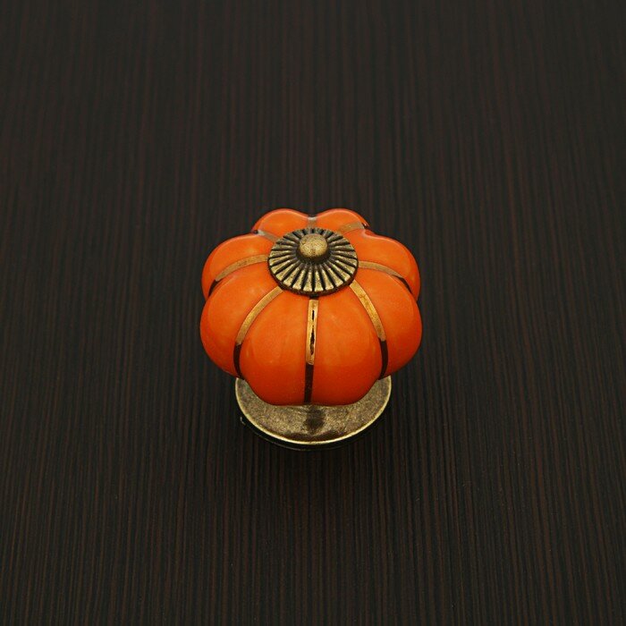 Тундра Ручка-кнопка PEONY Ceramics 001, керамическая, оранжевая - фотография № 5