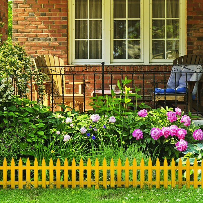 Greengo Декоративный забор для сада и огорода, 35 × 210 см, 5 секций, пластик, жёлтый, GOTIKA, Greengo - фотография № 6