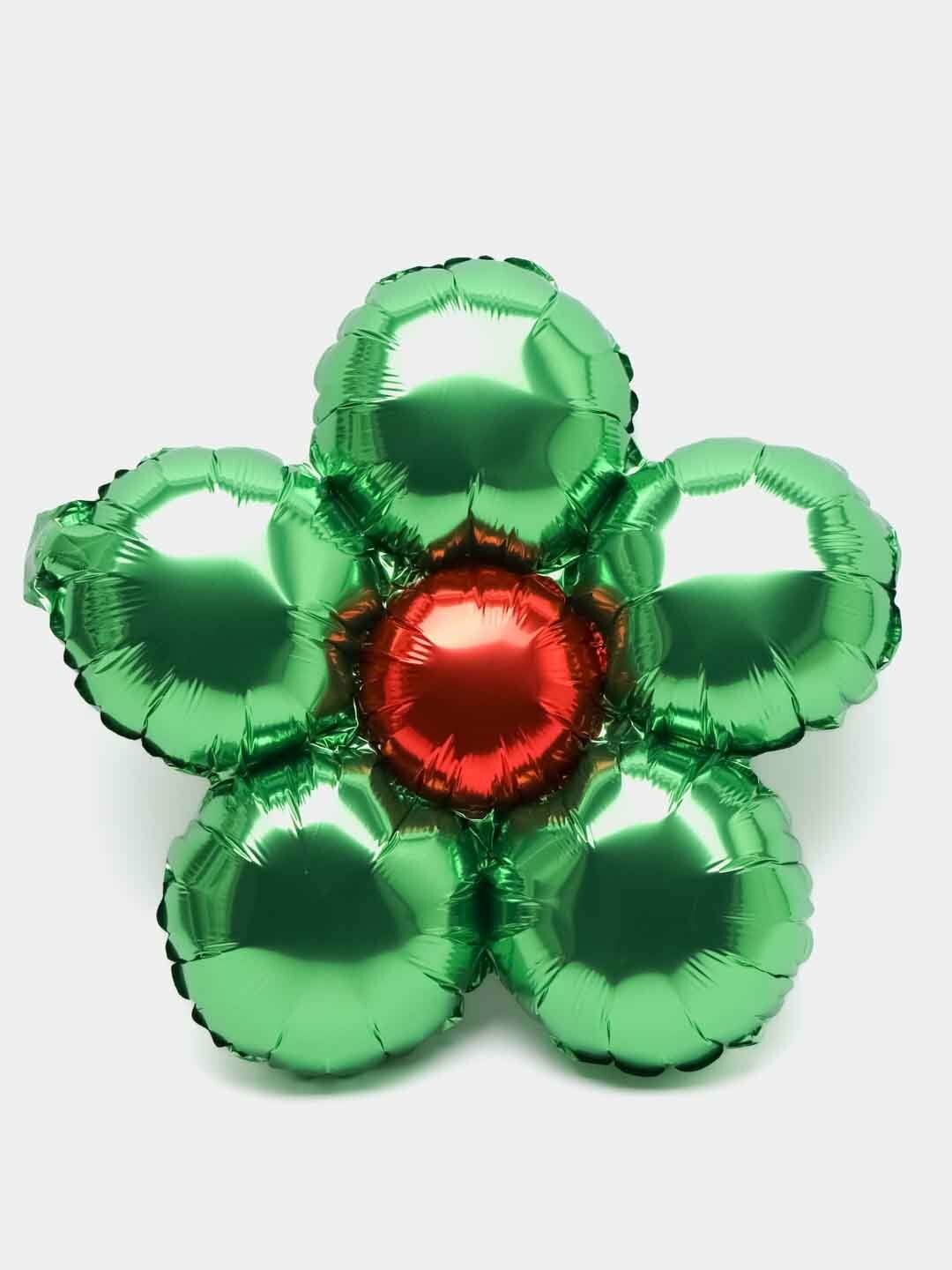 Воздушный фольгированный шар в форме цветка Ромашка, Цвет Зеленый
