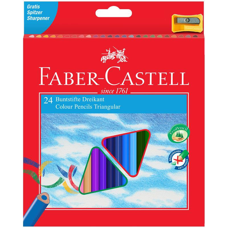 Карандаши цветные Faber-Castell 24цв., трехгран., заточен.,120524, 1247983