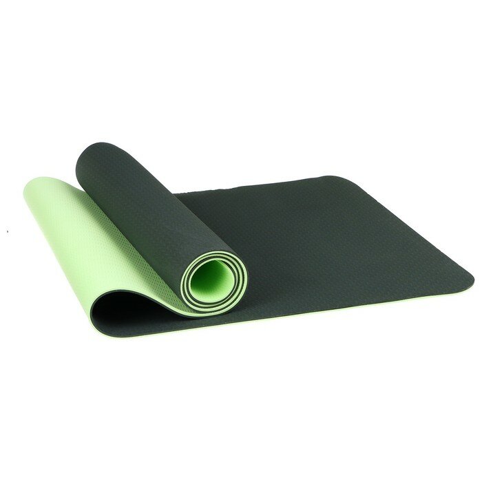 Коврик для йоги 183x61x0,6 см, двухцветный, цвет темно-зеленый./В упаковке шт: 1