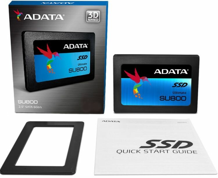 Накопитель SSD Adata ASU800SS-512GT-C Ultimate SU800 /SATA III/512GB /Скорость чтения 560МБайт/с Скорость записи 520МБайт/с