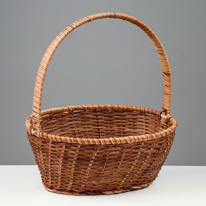 Корзина плетеная, 34×27×13/39 см, лоза, кукуруза - фотография № 5