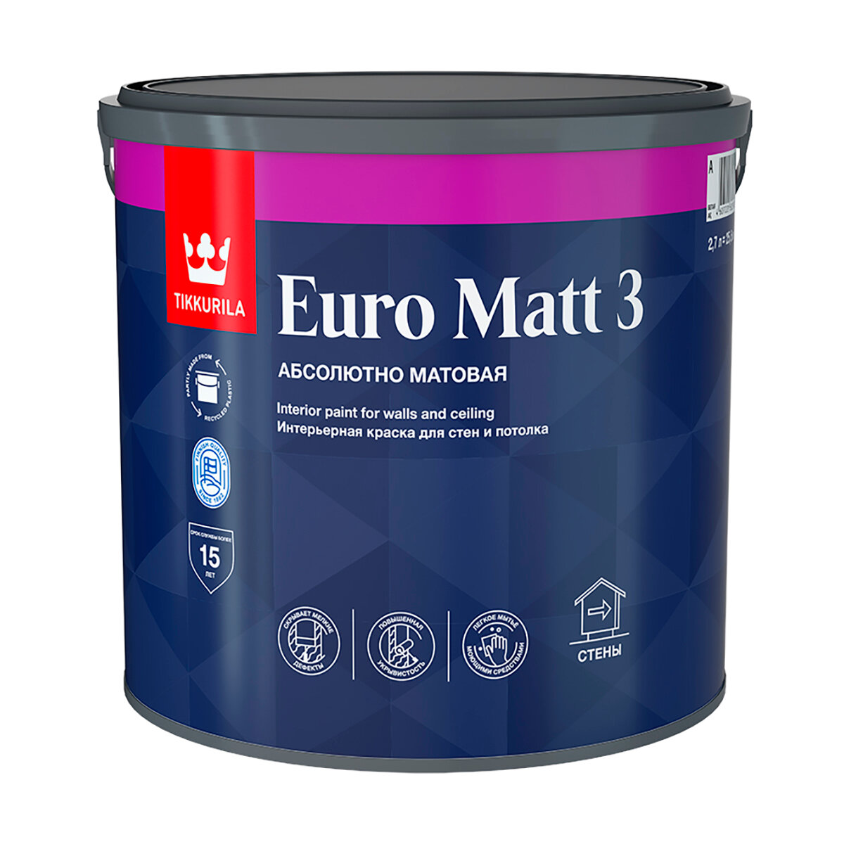 Краска водно-дисперсионная Tikkurila Euro Matt 3