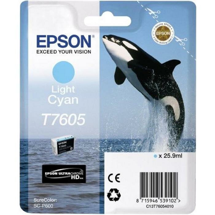 EPSON Картридж струйный Epson T7605 C13T76054010 светло-голубой для Epson SureColor SC-P600