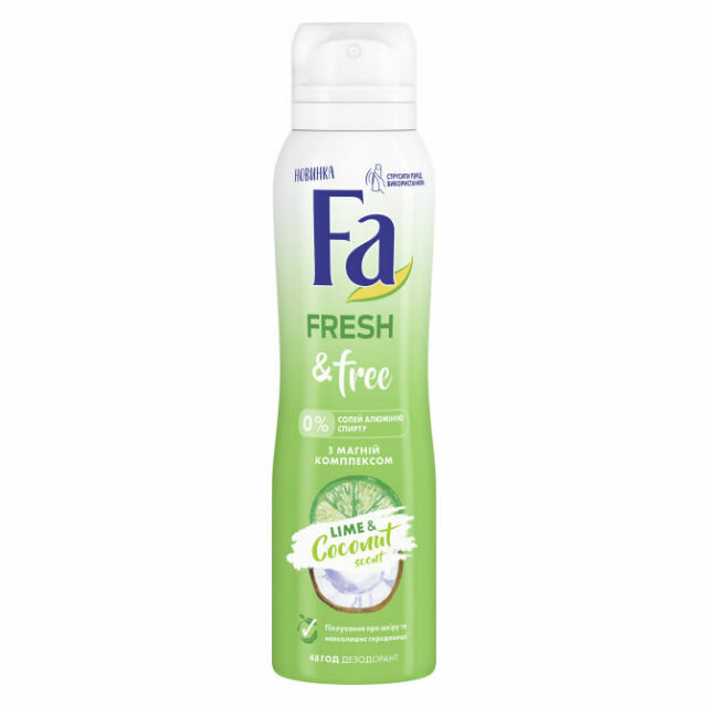 Fa Дезодорант-аэрозоль Fresh&Free аромат лайма и кокоса, 150 мл 1 шт