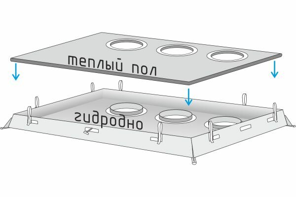 Дно гидро-термоизоляционное Лотос Куб 3 с отверстиями под лунки с фланцами