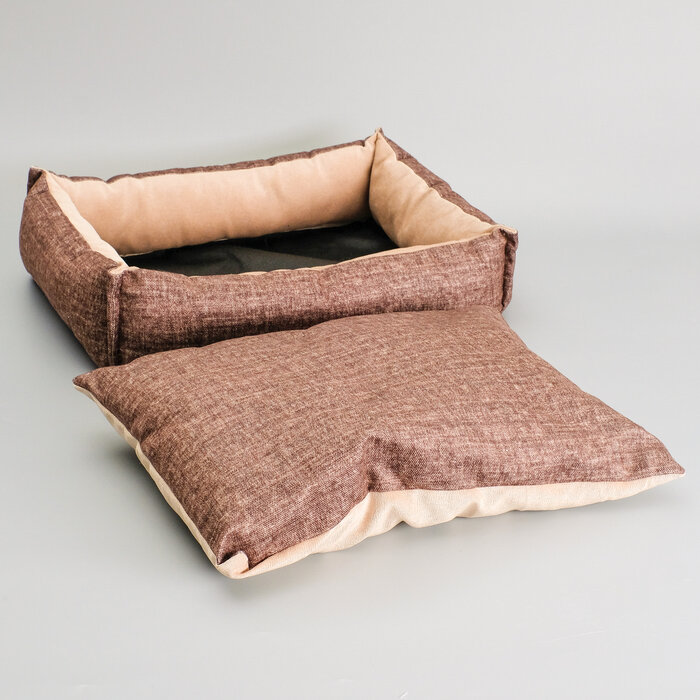 Пижон Лежанка под замшу с двусторонней подушкой, 54 х 42 х 11 см, мебельная ткань, микс цветов - фотография № 6