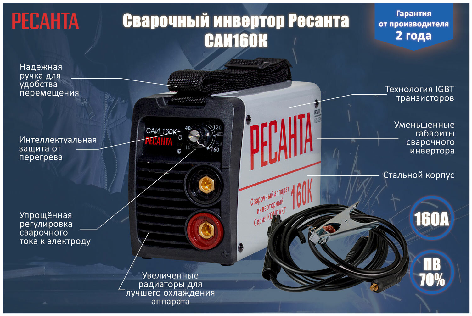 Сварочный аппарат Ресанта САИ 160К (компакт) 65/35