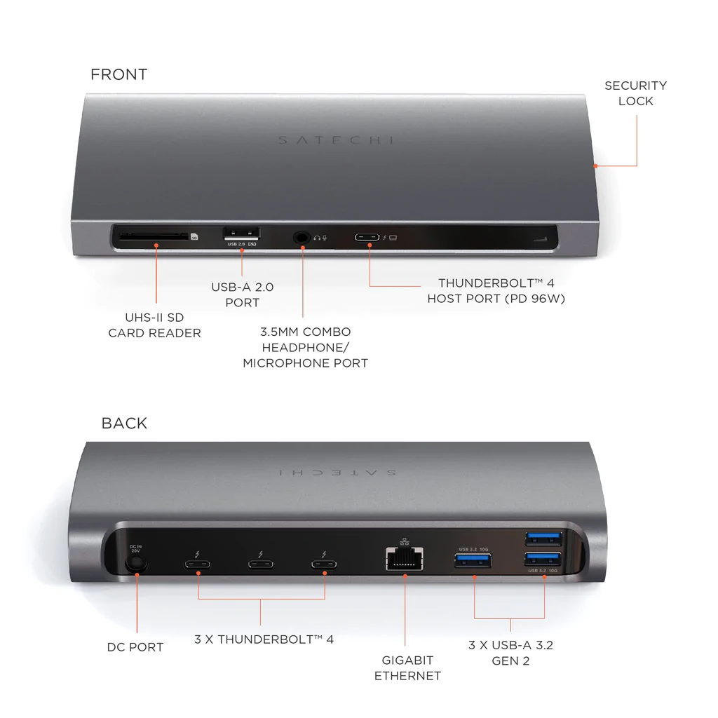 Зарядная док-станция Satechi Thunderbolt 4 EU Цвет: серый космос