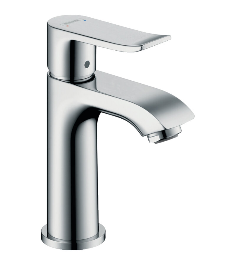 Смеситель для маленькой раковины Hansgrohe Metris 100, сливной гарнитур, хром 31088000