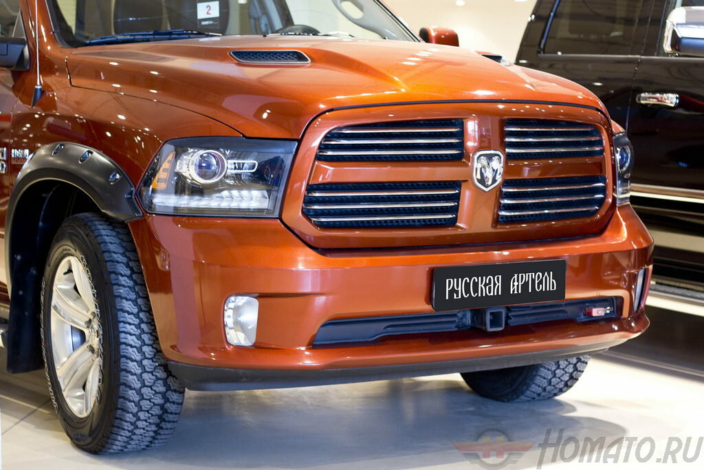 Накладки на передние фары (реснички) для Dodge RAM 2009+ | глянец (под покраску)