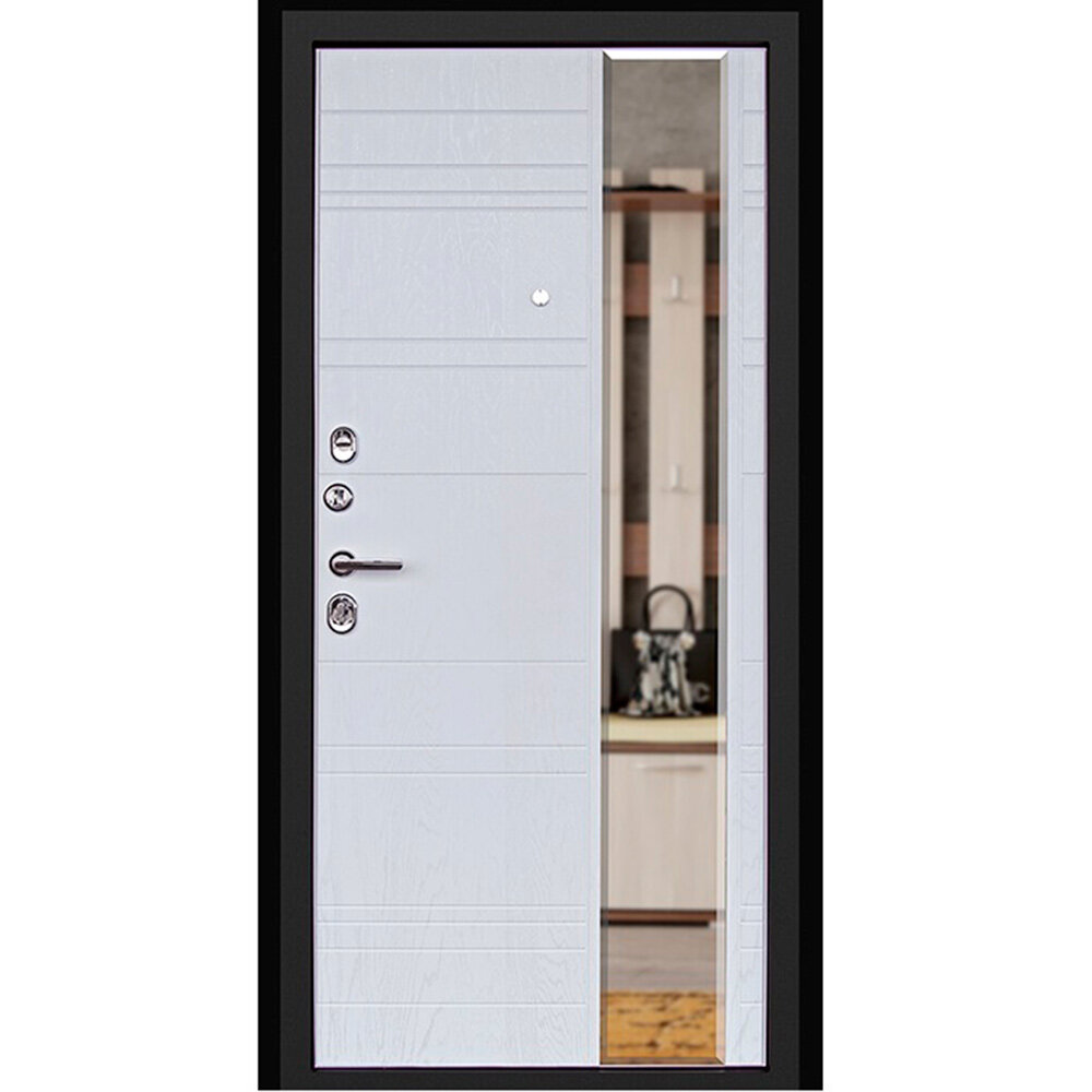 Дверь входная Дверной континент Новелло левая графит - альберо-браш с зеркалом 860х2050 мм - фотография № 2