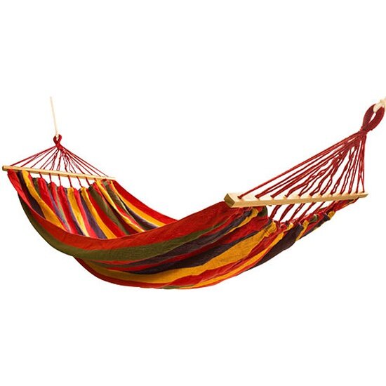 Гамак GARDEN STORY мебельторг тканевый двухместный с перекладиной 200*150см (разноцветная полоска)