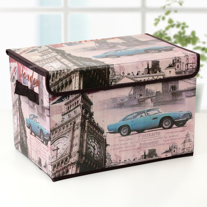 Короб стеллажный для хранения с крышкой «Страны», 38×25×25 см, дизайн микс - фотография № 1