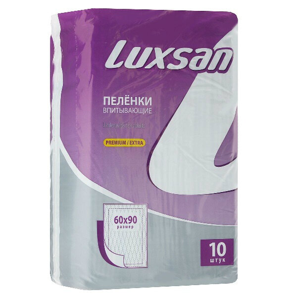 Люксан (Luxsan) Пеленки (простыни) Премиум Экстра 60х90 см, 10 шт