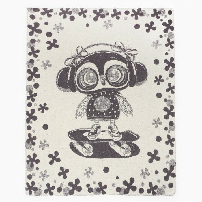 Одеяло байковое Совушка 100х140см, цвет серый 400г/м , хлопок 100% - фотография № 1