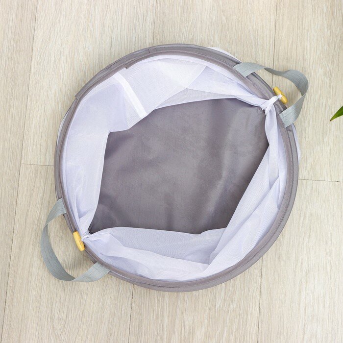 Корзина для белья складная Доляна, 35×35×43 см, цвет серый - фотография № 7