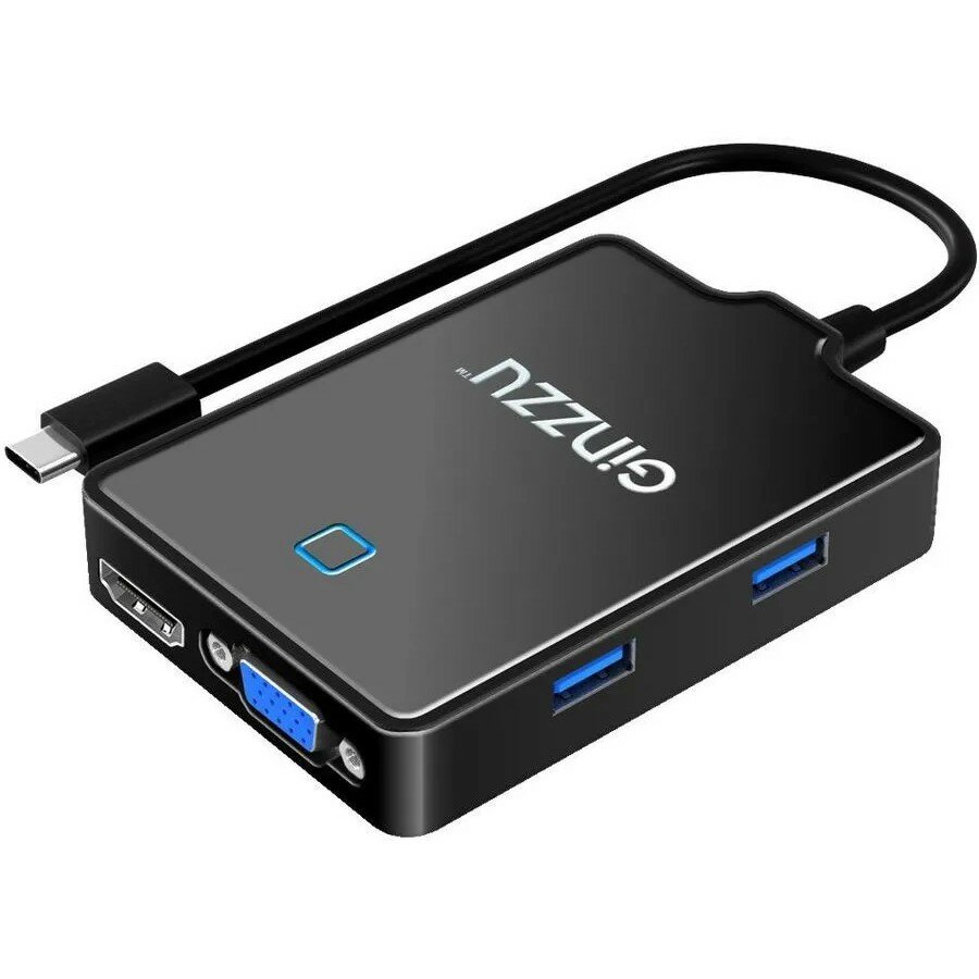 Ginzzu Контроллер HUB GR-770UB TYPE C, порты: 4xUSB3.0, HDMI, VGA, Audio Output